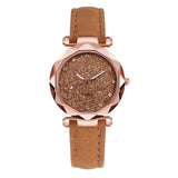 Casual Women Romantic Starry Sky Wrist Watch Leather Rhinestone Designer Ladies Clock Simple Dress Gfit  Montre Femme@50