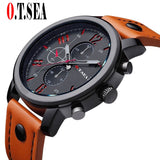 2019 Hot Sales O.T.SEA Brand Soft Pu Leather Watch Men Military Sports Quartz Wristwatch Relogio Masculino 8192