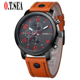 2019 Hot Sales O.T.SEA Brand Soft Pu Leather Watch Men Military Sports Quartz Wristwatch Relogio Masculino 8192