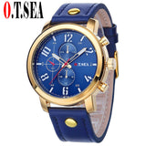 2019 Hot Sales O.T.SEA Brand Soft Pu Leather Watch Men Military Sports Quartz Wristwatch Relogio Masculino 8192