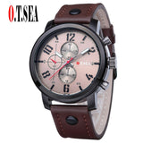 2019 Hot Sales O.T.SEA Brand Soft Pu Leather Watch Men Military Sports Quartz Wristwatch Relogio Masculino 8192
