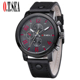 2019 Hot Sales O.T.SEA Brand Soft Pu Leather Watch Men Military Sports Quartz Wristwatch Relogio Masculino 8192