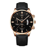 Men's Watch Fashion Sport Stainless Steel Case Leather Band Quartz Analog Wrist Watch Men Masculino Relogio Watch Clock