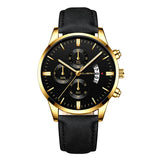 Men's Watch Fashion Sport Stainless Steel Case Leather Band Quartz Analog Wrist Watch Men Masculino Relogio Watch Clock