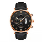 Relogio Masculino Analog Date Watches Men Fashion Sport Stainless Steel Case Leather Band Watch Quartz Business Wristwatch Male