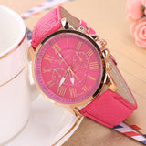 Geneva Watch Women Watches Reloj Mujer Dropship 2019 Casual Roman Numerals PU Leather Mechanical Clock