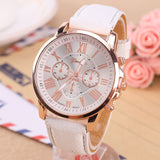 Geneva Watch Women Watches Reloj Mujer Dropship 2019 Casual Roman Numerals PU Leather Mechanical Clock