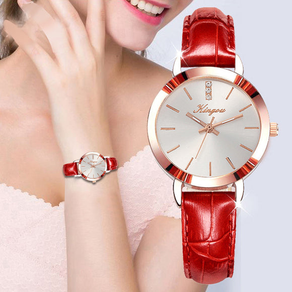 Best selling Women's Watches Red Leather Brand Strap Womens Watches Luxury Brand Ladies Watch Famale Clock Zegarek Damski Relogi