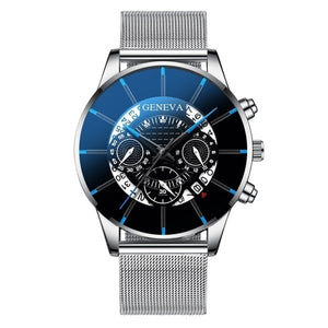 GENEVA TOP Brand Luxury Watch Men Fashion Business Calendar Stainless Steel Quartz Wrist Watch Male Clock relogio masculino