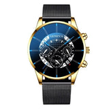 GENEVA TOP Brand Luxury Watch Men Fashion Business Calendar Stainless Steel Quartz Wrist Watch Male Clock relogio masculino