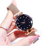 Women Fashion Rhinestone Starry Dial Magnetic Stainless Steel Strap Analog Quartz Watch Sky Luxury Ladies zegarek damski luxury