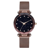 Women Fashion Rhinestone Starry Dial Magnetic Stainless Steel Strap Analog Quartz Watch Sky Luxury Ladies zegarek damski luxury