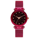 Women Fashion Rhinestone Starry Dial Magnetic Stainless Steel Strap Analog Quartz Watch Sky Luxury Ladies zegarek damski luxury