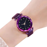 Women Fashion Rhinestone Starry Dial Magnetic Stainless Steel Strap Analog Quartz Watch Sky Luxury Ladies zegarek damski luxury