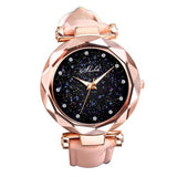Women Watch Index Starry Sky Luxury Faux Leather Band Quartz Wristwatch Rhinestone Designer Ladies Clock Simple Dress Watch Gfi