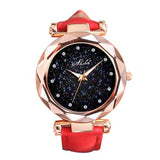 Women Watch Index Starry Sky Luxury Faux Leather Band Quartz Wristwatch Rhinestone Designer Ladies Clock Simple Dress Watch Gfi