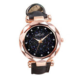 Women Watch Index Starry Sky Luxury Faux Leather Band Quartz Wristwatch Rhinestone Designer Ladies Clock Simple Dress Watch Gfi