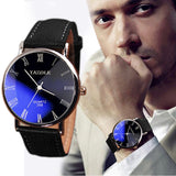 Wrist Watch Men Watches 2018 Luxury  Quartz-watch Male Business Clock Wristwatch Blue Glass Hours Minutes Leather Dropship F528