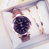 Women Fashion Watches Cheap Starry Sky Ladies Bracelet Watch Casual Leather Quartz Wristwatches Clock Relogio Feminino D7