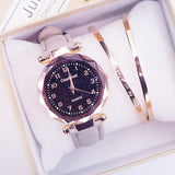 Women Fashion Watches Cheap Starry Sky Ladies Bracelet Watch Casual Leather Quartz Wristwatches Clock Relogio Feminino D7