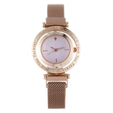 Luxury Women Watch Rose Gold Mesh Magnetic Buckle Personality Creative Wrist Watch Rotating Dial Ladies Business Casual Clock