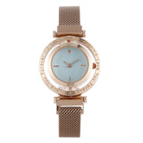 Luxury Women Watch Rose Gold Mesh Magnetic Buckle Personality Creative Wrist Watch Rotating Dial Ladies Business Casual Clock