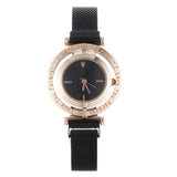 Luxury Women Watch Rose Gold Mesh Magnetic Buckle Personality Creative Wrist Watch Rotating Dial Ladies Business Casual Clock