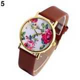 Fashion Watch Women Fashion Faux Leather Band Rose Flower Dial Wristwatch Quartz Lady Watch For Woman montre femme 2019