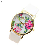 Fashion Watch Women Fashion Faux Leather Band Rose Flower Dial Wristwatch Quartz Lady Watch For Woman montre femme 2019