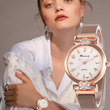 WJ-8567 luxe Simple Watch Women Classic Magnetic Buckle Watches Clock Rhinestone Bracelet Wrist Watches Quartz relogio feminino