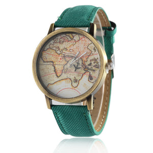 2017 New Fashion Global Travel By Plane Map Men Women Watches Casual Denim Quartz Watch Casual Sports Watches for Men kol saati