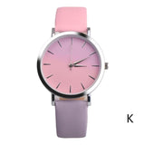 Classy Classic Round Ladies Women Crystals Watch Retro Rainbow Design Leather Band Analog Alloy Quartz Wrist Watch High Quality