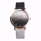 Classy Classic Round Ladies Women Crystals Watch Retro Rainbow Design Leather Band Analog Alloy Quartz Wrist Watch High Quality