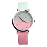 Classy Classic Round Ladies Women Crystals Watch Retro Rainbow Design Leather Band Analog Alloy Quartz Wrist Watch High Quality