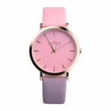 Classy Classic Round Ladies Women Crystals Watch Retro Rainbow Design Leather Band Analog Alloy Quartz Wrist Watch High Quality