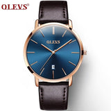 Men Watches Luxury Brand OLEVS Quartz Genuine Leather Strap Minimalist Ultrathin Wrist Watches Waterproof High Quality Relogio