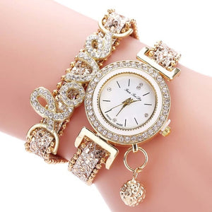 Fashion Women Multi-layer Bracelet Quartz Watch Alloy Crystal Love Letter Band Wristwatch Jewelry Gifts LXH