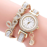 Fashion Women Multi-layer Bracelet Quartz Watch Alloy Crystal Love Letter Band Wristwatch Jewelry Gifts LXH