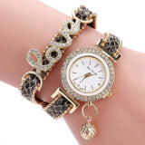 Fashion Women Multi-layer Bracelet Quartz Watch Alloy Crystal Love Letter Band Wristwatch Jewelry Gifts LXH