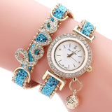 Fashion Women Multi-layer Bracelet Quartz Watch Alloy Crystal Love Letter Band Wristwatch Jewelry Gifts LXH