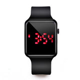 2019 new hot Square Mirror Face Silicone Band Digital Watch Red LED Watches Metal frame WristWatch Sport Clock Hours 11 colour