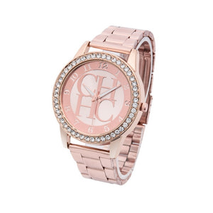 Fashion Geneva Casual Crystal Rhinestone Wristwatches Luxury Brand Ladies Watches Women Gold Steel Quartz Watch Relogio Feminino